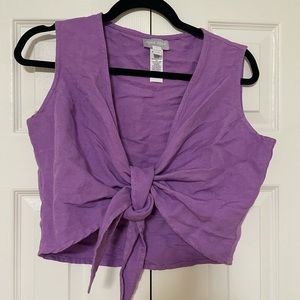 Ajaie Alaie linen cropped tie top - size large
